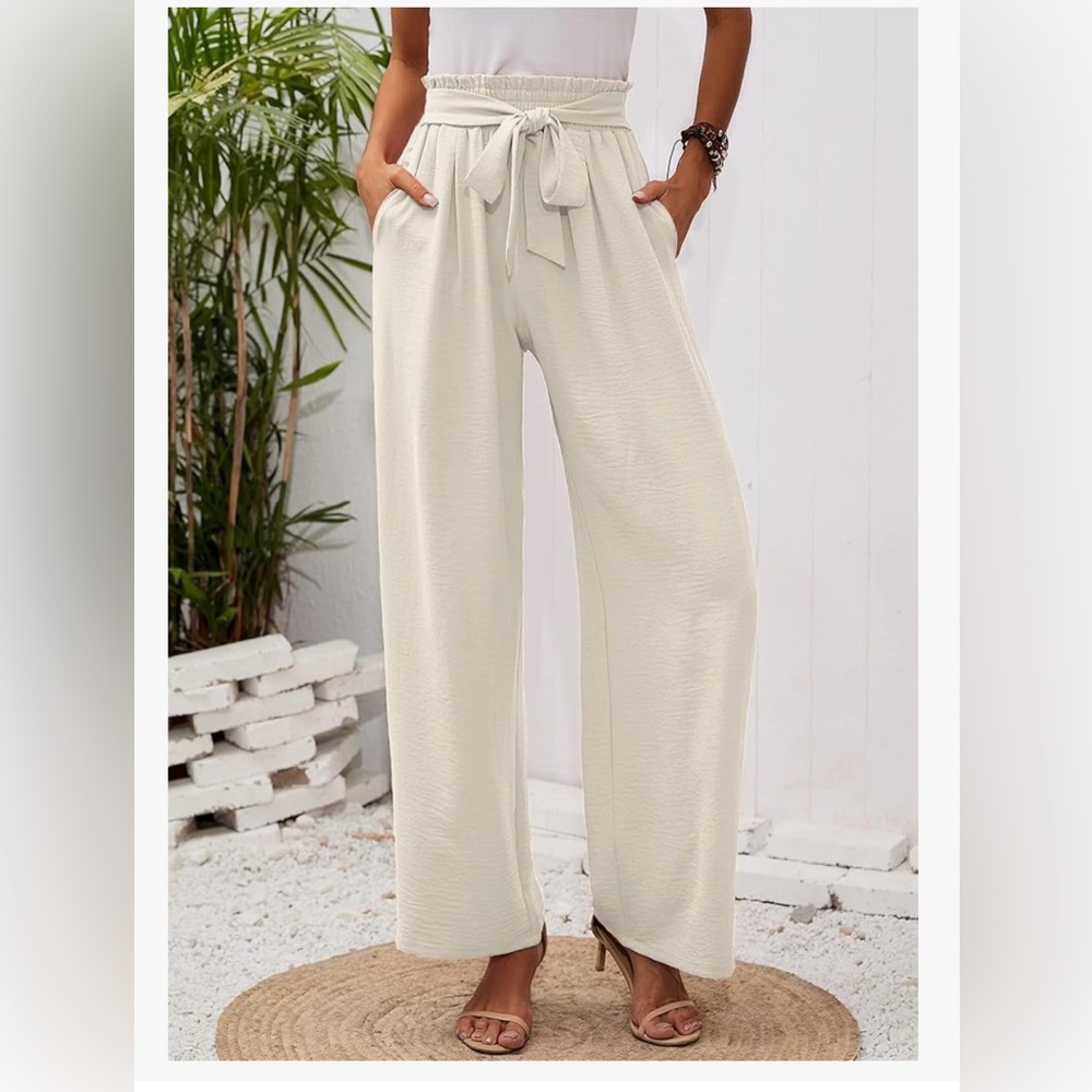 Elegant Cream High-Waisted Pants